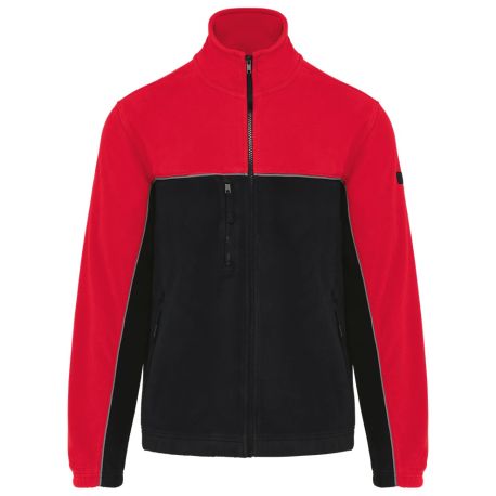 Veste micropolaire bicolore écoresponsable unisexe, noir rouge